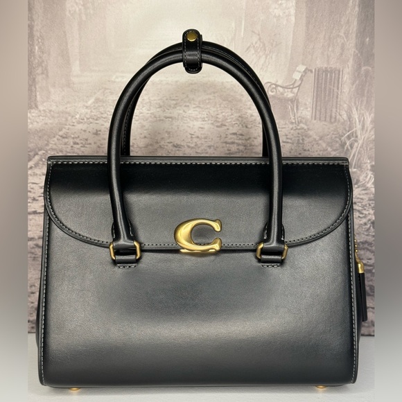 Coach Handbags - New Coach Broome Carryall Calf Leather Shoulder Bag Brass Black CP119